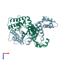 PDB 6fdn coloured by chain and viewed from the top.