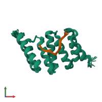 PDB entry 6fdp coloured by chain, ensemble of 20 models, front view.