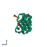 PDB entry 6fdp coloured by chain, ensemble of 20 models, side view.