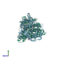 PDB entry 6fds coloured by chain, side view.