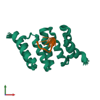 PDB entry 6fdt coloured by chain, ensemble of 20 models, front view.