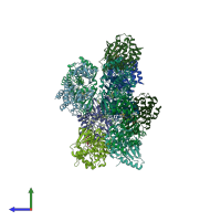 PDB entry 6fer coloured by chain, side view.