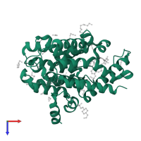 cAMP-specific 3',5'-cyclic phosphodiesterase 4D in PDB entry 6fet, assembly 4, top view.