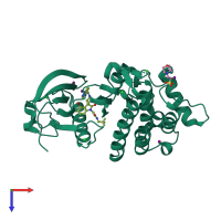 PDB entry 6fex coloured by chain, top view.