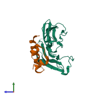 PDB entry 6ff3 coloured by chain, side view.
