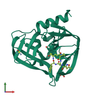 PDB entry 6ffn coloured by chain, front view.