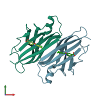 PDB entry 6fft coloured by chain, front view.
