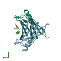 PDB entry 6fft coloured by chain, side view.