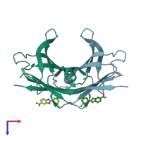 PDB entry 6fft coloured by chain, top view.
