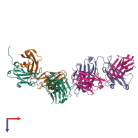 PDB entry 6fg1 coloured by chain, top view.