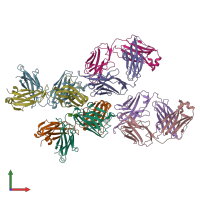 PDB entry 6fg2 coloured by chain, front view.