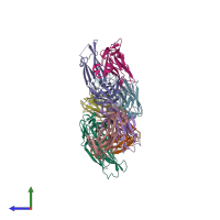 PDB entry 6fg2 coloured by chain, side view.