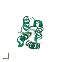 PDB entry 6fg6 coloured by chain, side view.