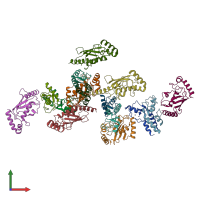 PDB entry 6fga coloured by chain, front view.