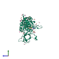 PDB entry 6fgd coloured by chain, side view.