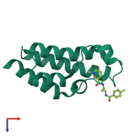 PDB entry 6fgf coloured by chain, top view.