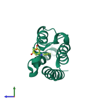 PDB 6fgi coloured by chain and viewed from the side.