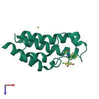 PDB entry 6fgl coloured by chain, top view.