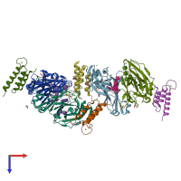 PDB entry 6fgo coloured by chain, top view.