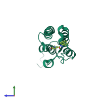 PDB entry 6fgt coloured by chain, side view.
