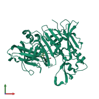 PDB entry 6fgy coloured by chain, front view.