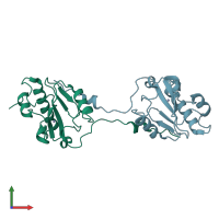 PDB entry 6fhg coloured by chain, front view.