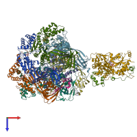 PDB entry 6fhs coloured by chain, top view.