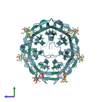 PDB entry 6fhy coloured by chain, side view.