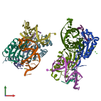 PDB entry 6fi8 coloured by chain, front view.