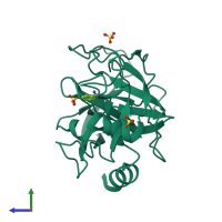 PDB entry 6fid coloured by chain, side view.