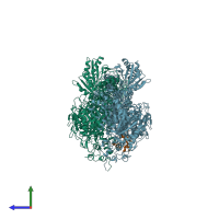 PDB entry 6fik coloured by chain, side view.