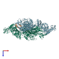 PDB entry 6fik coloured by chain, top view.