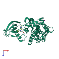 PDB entry 6fil coloured by chain, top view.
