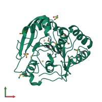 PDB entry 6fj4 coloured by chain, front view.