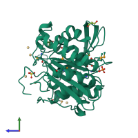 PDB entry 6fj4 coloured by chain, side view.