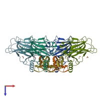 PDB entry 6fj5 coloured by chain, top view.