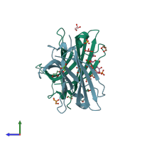 PDB entry 6fjc coloured by chain, side view.
