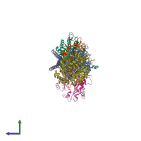 PDB entry 6fjf coloured by chain, side view.