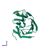 PDB 6fk2 coloured by chain and viewed from the side.
