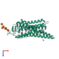 PDB entry 6fk6 coloured by chain, top view.