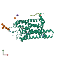 PDB entry 6fk7 coloured by chain, front view.