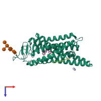 PDB entry 6fk8 coloured by chain, top view.