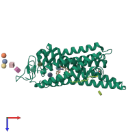 PDB entry 6fkb coloured by chain, top view.