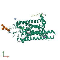 PDB entry 6fkc coloured by chain, front view.