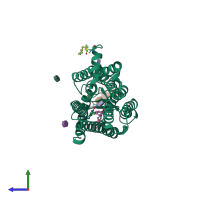 PDB entry 6fkc coloured by chain, side view.