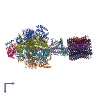 PDB entry 6fkf coloured by chain, top view.