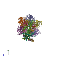 PDB entry 6fkh coloured by chain, side view.