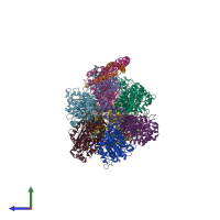 PDB entry 6fki coloured by chain, side view.