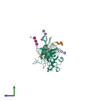 PDB entry 6fkq coloured by chain, side view.