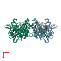 PDB entry 6fks coloured by chain, top view.